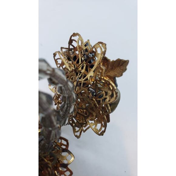 Vintage Bracelet Wrap Around Glass Bead Rhinestone Filigree Haskell Style 1950s - Picture 11 of 12